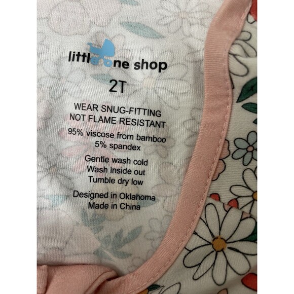 NWT's Little One Shop 2T Bamboo Pjs 2 Way Zipper Pink Floral Foldover Feet - Picture 3 of 6
